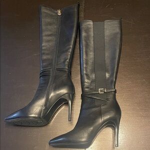 Solemani Elegant Black Knee-High Leather Boots